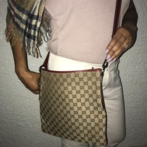 Authentic Gucci GG Canvas Leather Crossbody Bag - Picture 8 of 8